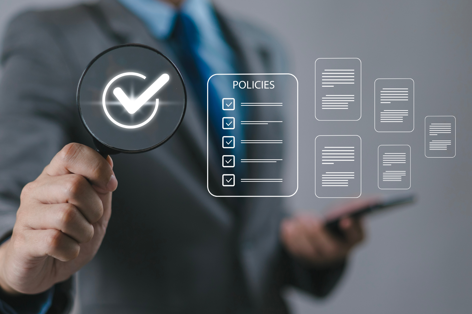 Businessman-reviews-company-policies-digital-documents-ideal-for-policy-management-business-compliance-document-approval-and-corporate-governance